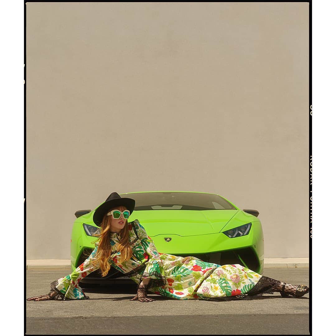 Faith Picozziのインスタグラム：「Gucci x Lamborghini 3️⃣ 📸 @filip.milenkovic 🎨 @faithpicozzicreative @filipandfaith 👗 @gucci @alessandro_michele @lamborghini #fashion #lamborghini #gucci @faithpicozzi」