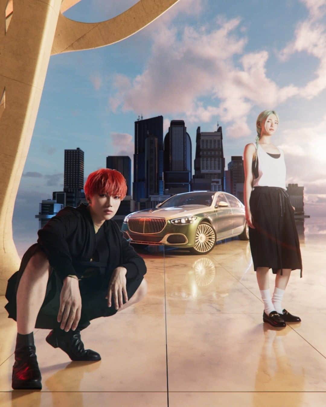 メルセデス・ベンツさんのインスタグラム写真 - (メルセデス・ベンツInstagram)「Our @mercedesmaybach S-Class catches the sunset in a dreamlike adaptation of Kuala Lumpur, Malaysia.  Virtual influencers @plusticboy and @ria_ria_tokyo strike a pose in looks by local designer @joechia.  #MercedesBenz #MercedesBenzFashion #MercedesMaybach」7月2日 6時56分 - mercedesbenz