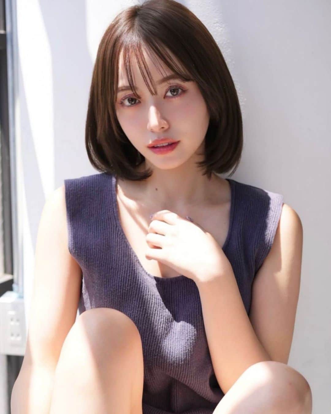 Nayuhaのインスタグラム：「お久々の撮影データ📷  ストーリー載せたら 好評だったので💌  嬉しいです☺️  夏っぽい、 つやつや感大好きだなぁ〜👒  #ボブ#サロモ#東京サロモ#東京サロンモデル」