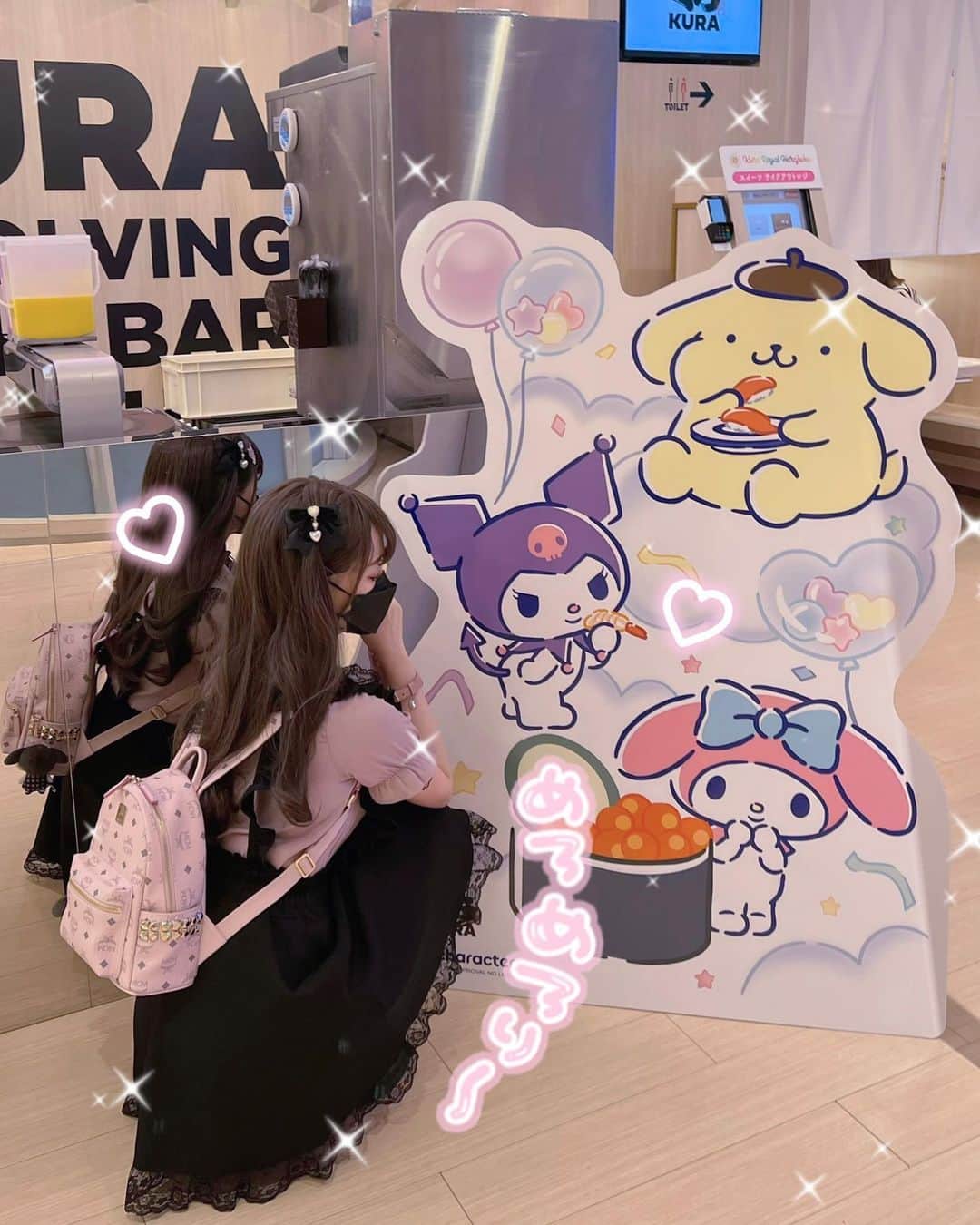 のインスタグラム：「🍣 #くら寿司 #サンリオ #クレープ #mymelody #kuromi #マイメロ #マイメロディ #クロミ #mars #地雷系女子 #地雷系 #地雷コーデ #mcm」