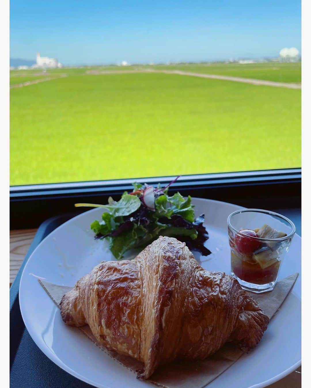 三石佳那さんのインスタグラム写真 - (三石佳那Instagram)「少しでも涼しい朝に お出掛け☺︎  田園風景を目の前に 焼きたてのパン 採れたての野菜 アイスコーヒーをいただき ホッと一息 清々しい気持ちになりました。  この季節の新潟の田園風景 やっぱりいいですよねぇ。  お店は　#水曜見ナイト で 紹介していた 新潟市黒鳥のBLACKBIRDさん。 2階に小上がりもあって 落ち着ける雰囲気でした。  #新潟#niigata #新潟グルメ #新潟カフェ #新潟パン屋」7月3日 12時21分 - mitsuishi_kana_bsn