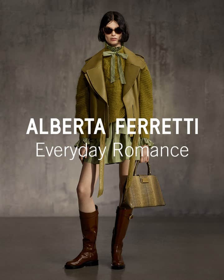 アルベルタフェレッティのインスタグラム：「Introducing the new Alberta Ferretti Pre-Fall 2022 collection - "Everyday Romance".   Romanticism, lightness, a decisive softness and spirit define the new collection in a play of textures and colors. Discover more via link in bio and boutiques.  #EverydayRomance #AlbertaFerretti #PreFall2022」