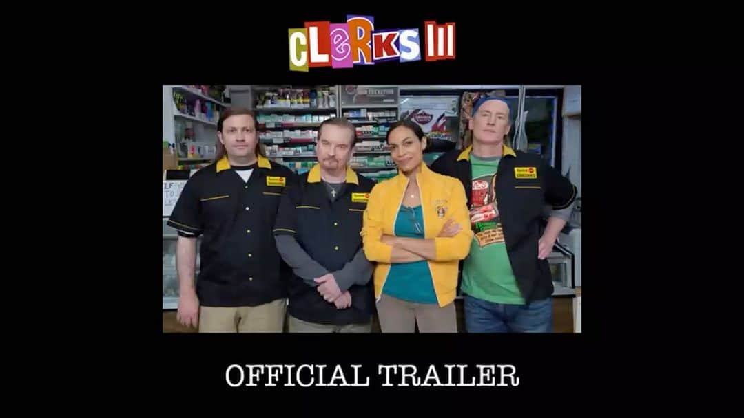 ケヴィン・スミスのインスタグラム：「In 1993, I made my first film, #Clerks.  In 2006, I made my 7th film #clerks2. This fall, I proudly present my 14th film - CLERKS III! And today, I give you the Jersey-joyful TRAILER! The story of Dante & Randal & @jayandsilentbob continues back where it all began: in the l’il shop around the corner called @quickstopgroceries! Join the Clerk-y boys, Elias, Becky, Emma, and many more old friends as they use art to try to imitate life behind the counter! One year ago from today, I flew to Jersey to start #clerks3 and I couldn’t be happier to share the results with you now! With all the shit going on in the world, set aside some catch-up time to laugh your ass off along with old (and I mean *really* old) friends! Come see the new @clerksmovie with me when our CLERKS III: THE CONVENIENCE TOUR rolls through your neck of the woods, or check it out when @lionsgate & @fathomevents releases it in theaters everywhere this September! TICKETS AVAILABLE NOW WITH CODE: SILENT. GENERAL ON SALE FRIDAY 10AM! CLERKS III - I assure you, we’re open! #KevinSmith #lionsgate #theconveniencetour」