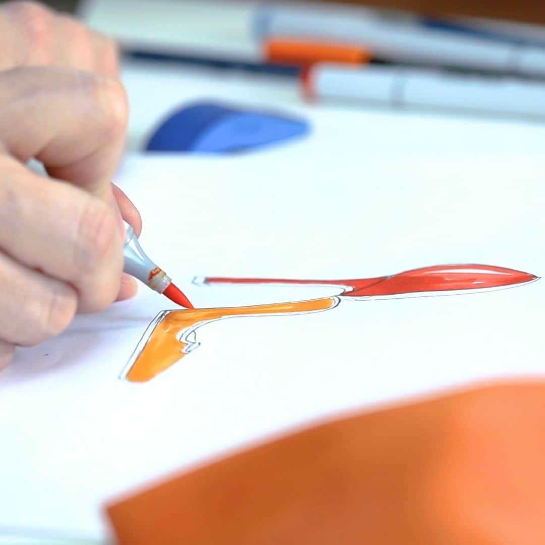 アレッサンドロオテーリのインスタグラム：「Chapter I. It all starts in the mind of the founder and creative director Alessandro Oteri, from its innate sensibility and understanding of beauty. And a simple hand sketch brings to life something truly exclusive: the Portofino pump. - #OteribyAlessandroOteri」