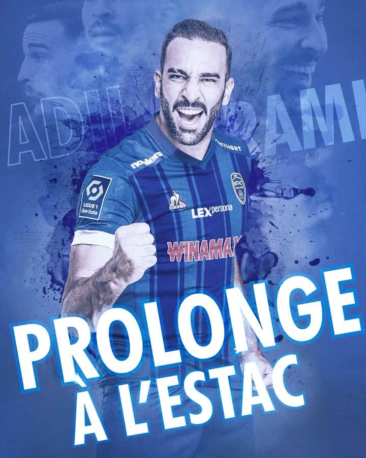 アディル・ラミのインスタグラム：「Je suis très heureux de poursuivre l’aventure avec l’ESTAC, Après avoir contribué à obtenir un maintien historique pour le club la saison passée.  Je suis fier de continuer à partager mes valeurs et mon expérience au sein du club et me sens prêt à relever les défis qui m’attendent en bleu & blanc 🫡🫡🫡💪🏾💪🏾💪🏾  @estac_troyes 🫡🥰 #onlesauralesmechants 👊🏽」