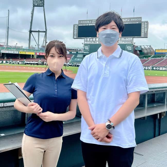 八幡美咲のインスタグラム：「高校野球がいよいよ始まります。 この後10時30分から 第104回高校野球選手権大会 開会式の模様をお伝えします✨  MCを廣瀬アナとともにつとめます☺️  ぜひお時間ゆるす方、 3年ぶりのマツダスタジアムでの開会式 ぜひご覧下さい💓  #高校野球」