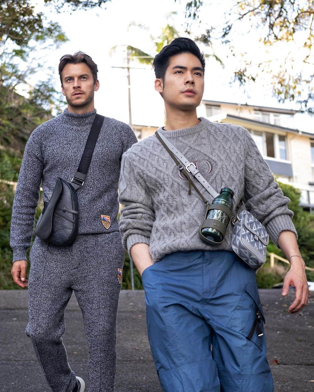 Christoffer Chengのインスタグラム：「Patrolling the neighbourhood with my @dior twin @mbugby 😎😎 @mrkimjones   📸: @patsupsiri」