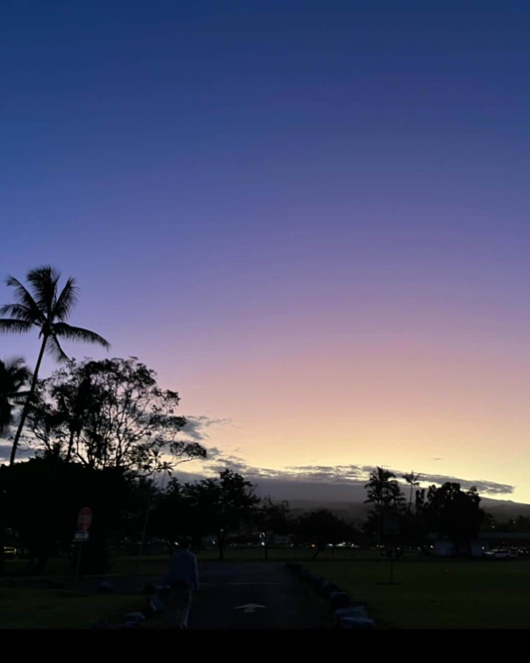 美城れんさんのインスタグラム写真 - (美城れんInstagram)「夕方のウォーキング中に見れた色。 小さく月も見えています。 日々に感謝😌🙏  #ハワイ島ヒロ」8月4日 13時09分 - ren.mishiro