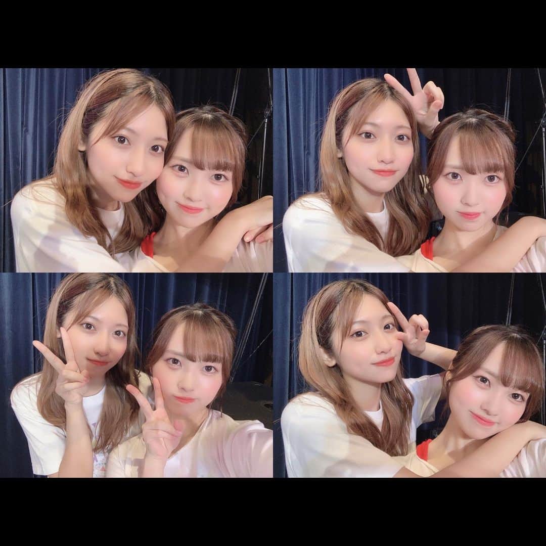 のインスタグラム：「🚗💨💕 公演おわりに☺︎ なんかエミリーがお姉ちゃんにみえるね😂 #hkt48 #パジャマドライブ公演 #山山コンビ　#珍しい　#2ショット  #ゆなすたぐらむ❤︎」