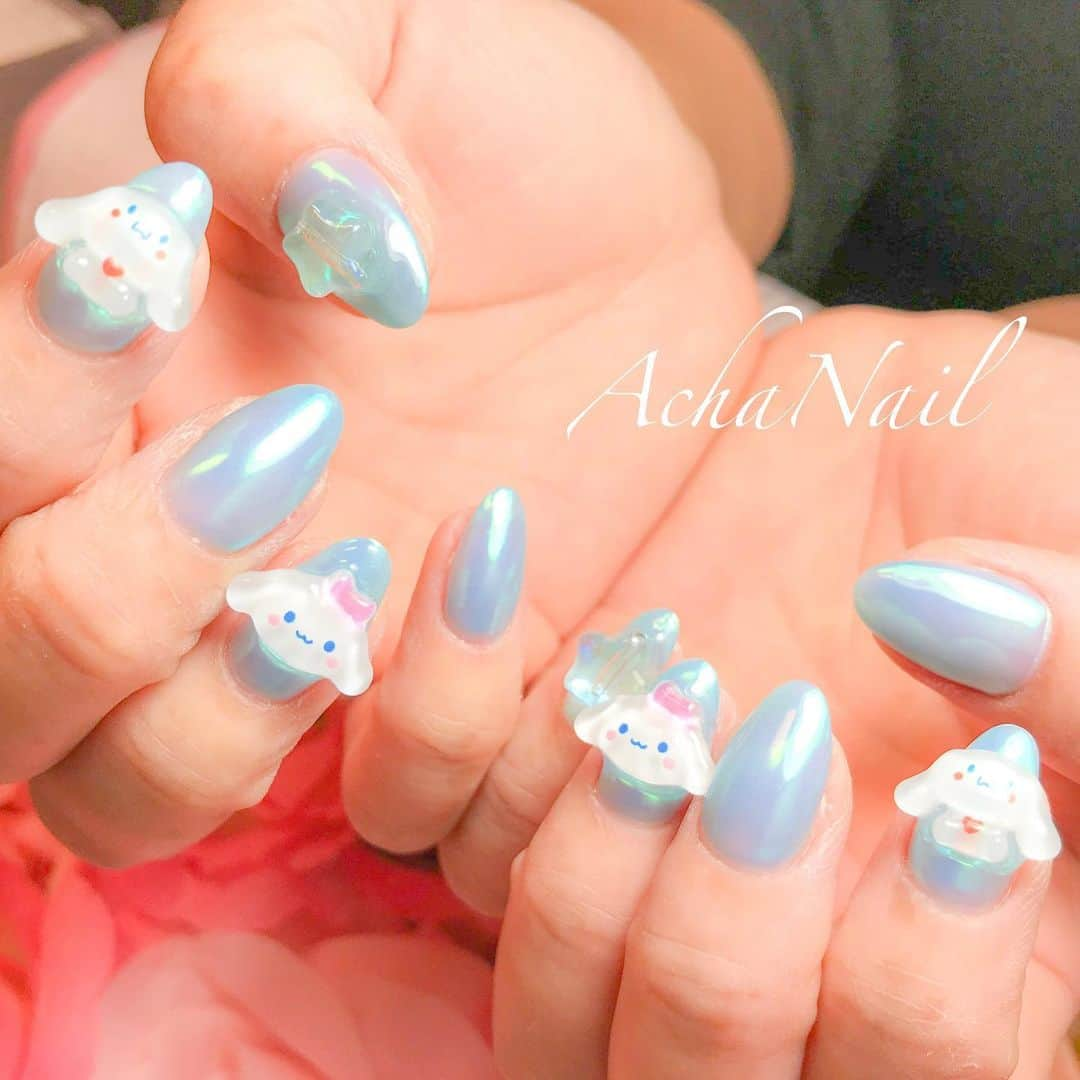 AchaNailのインスタグラム：「氷シナモンネイル💙 ⁡ https://ameblo.jp/acha-nail/entry-12757039143.html ⁡ #ネイル #ジェルネイル #フィルイン #フィルイン導入サロン #南池袋 #池袋 #池袋ネイルサロン #シナモロール #シナモンネイル #シナモンくん #シナモロールネイル #氷ネイル #オーロラネイル #キャラクターネイル #キャラネイル #水色 #水色ネイル #うるうるネイル #ゼリーネイル #Nails #AchaNail #NailStagram #InstaNails #Nailart #JapaneseNailart #NailDesign #Gelnails #kawaii #네일 #日式美甲」