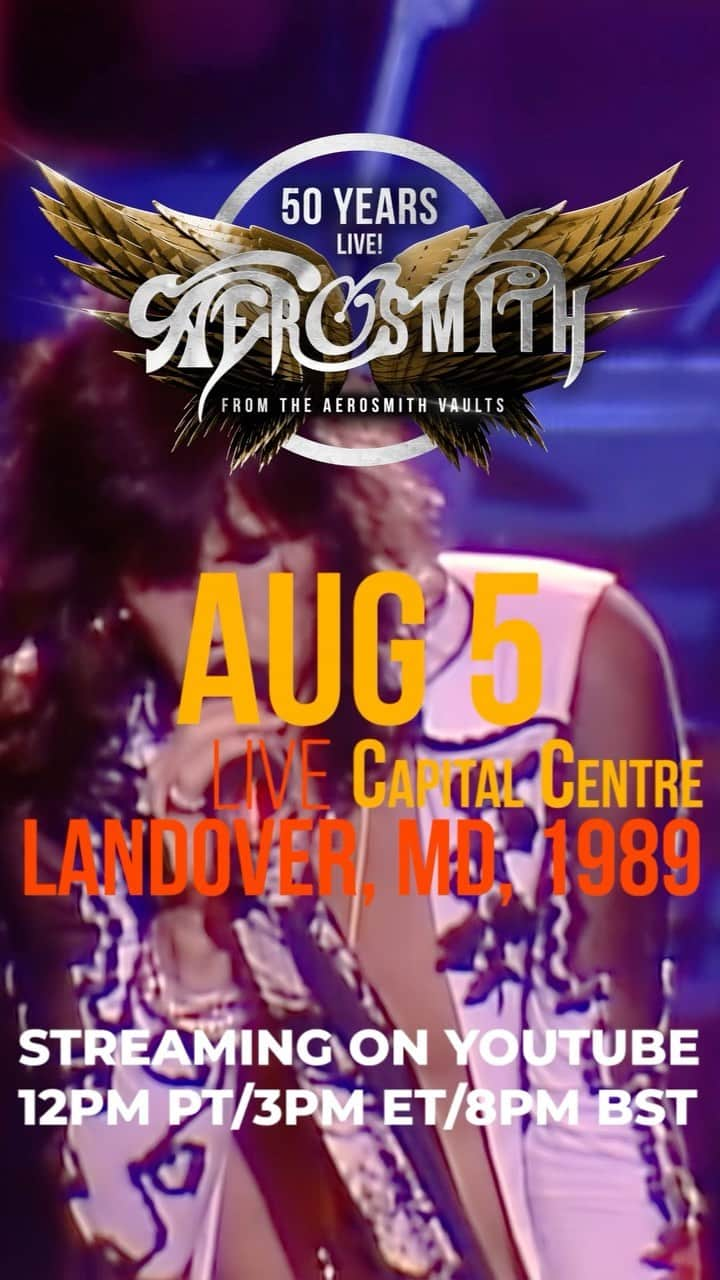 スティーヴン・タイラーのインスタグラム：「ARE YOU PUMPED UP??? #AEROSMITH50YEARSLIVE IS BACK!!! THIS WEEK WE ARE MOVIN' ONTO THE 1980'S WITH THIS UNEARTHED F.I.N.E. SHOW FROM THE 'PUMP' TOUR... START YOUR WEEKEND BY LIVIN' IT UP... WATCH @AEROSMITH LIVE FROM THE CAPITAL CENTRE, LANDOVER, MD 1989!!!  AVAILABLE FOR A LIMITED TIME... IT’S ALL GOIN’ DOWN RIGHT NOW… STREAM ON!!! 🤘LINK IN BIO!!! #aerosmith #aerosmith50yearslive #steventyler #joeperry #joeykramer #tomhamilton #bradwhitford」