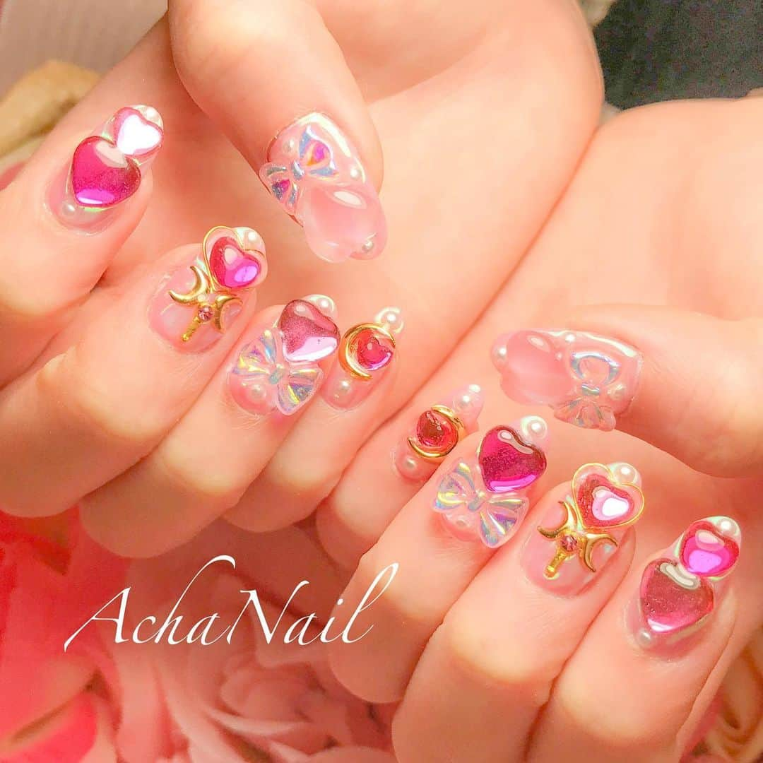 AchaNailさんのインスタグラム写真 - (AchaNailInstagram)「ピンクでラブリーなネイル💖 ⁡ https://ameblo.jp/acha-nail/entry-12757596784.html ⁡ #ネイル #ジェルネイル #フィルイン #フィルイン導入サロン #南池袋 #池袋 #池袋ネイルサロン #ネイルデザイン #ガーリーネイル #ピンクネイル #セーラームーンネイル #セーラームーン #ハートネイル #ゴテゴテネイル #デコネイル #ピンク #locari #Nails #AchaNail #NailStagram #InstaNails #Nailart #JapaneseNailart #NailDesign #Gelnails #kawaii #네일 #日式美甲 #pinknails #heartnails」8月7日 23時10分 - achanail