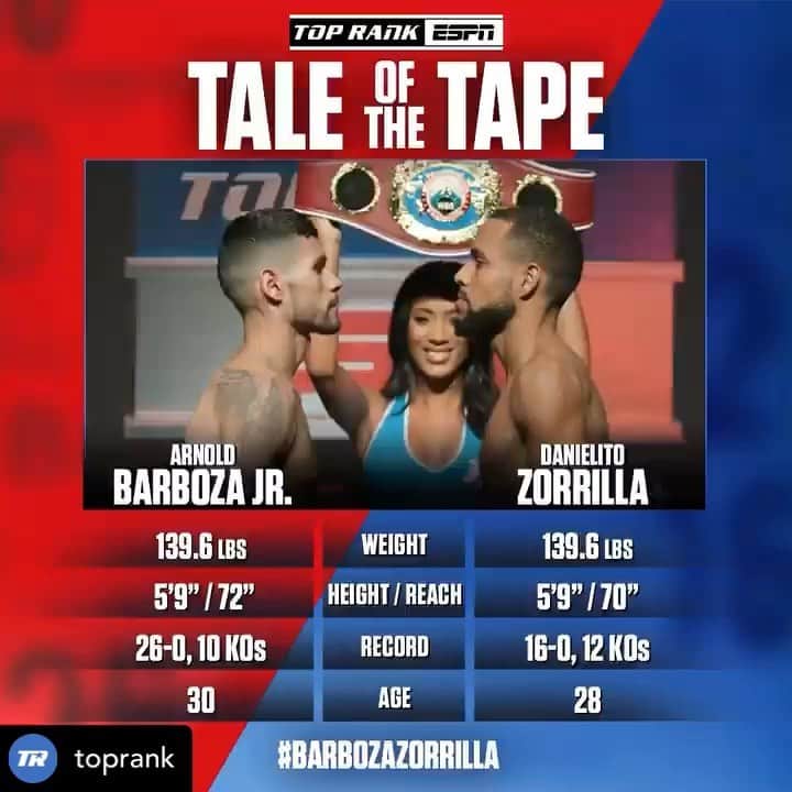 ミゲール・コットのインスタグラム：「@toprank UNDEFEATED 🆚 UNDEFEATED #BarbozaZorrilla | FRIDAY | ESPN @miguelcottopromotions @elzorrodanielitozorrilla」