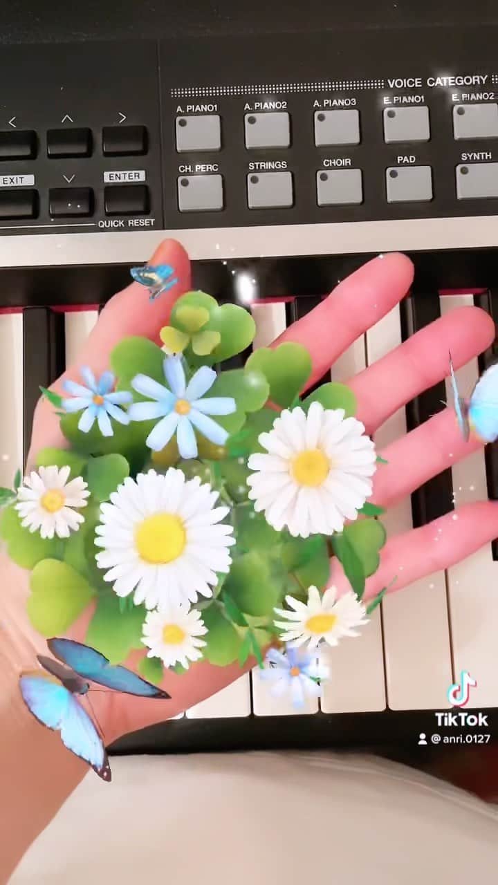 熊木杏里のインスタグラム：「手の中にお花が💐咲くなんてね  この曲は自動的に流れてきて 合っていたのでそのまま✨ (オリジナル音源ではありませぬ！)  今日も蒸し蒸しな空気ですが 爽やかに頑張っていきましょう。」