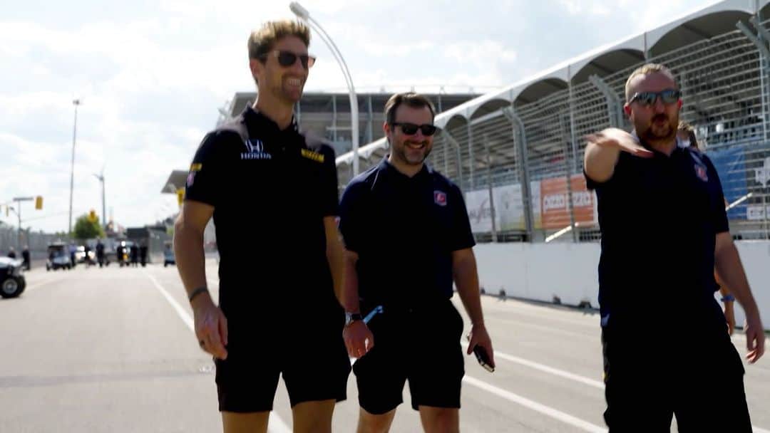 ロマン・グロージャンのインスタグラム：「“See what I have to deal with? Should have a medal for it.”  There’s never a dull moment with @grosjeanromain and Olivier Boisson.  Watch as they walk the track ahead of the #IndyTO.  #INDYCAR // @andrettiautosport」