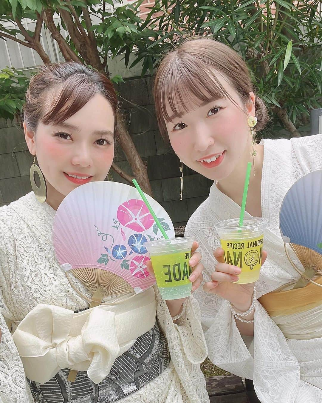 山脇千文美のインスタグラム：「なっちゃんとデート #浴衣 #川越 #れもにか #きものサロンポルポ #リンクコーデ」