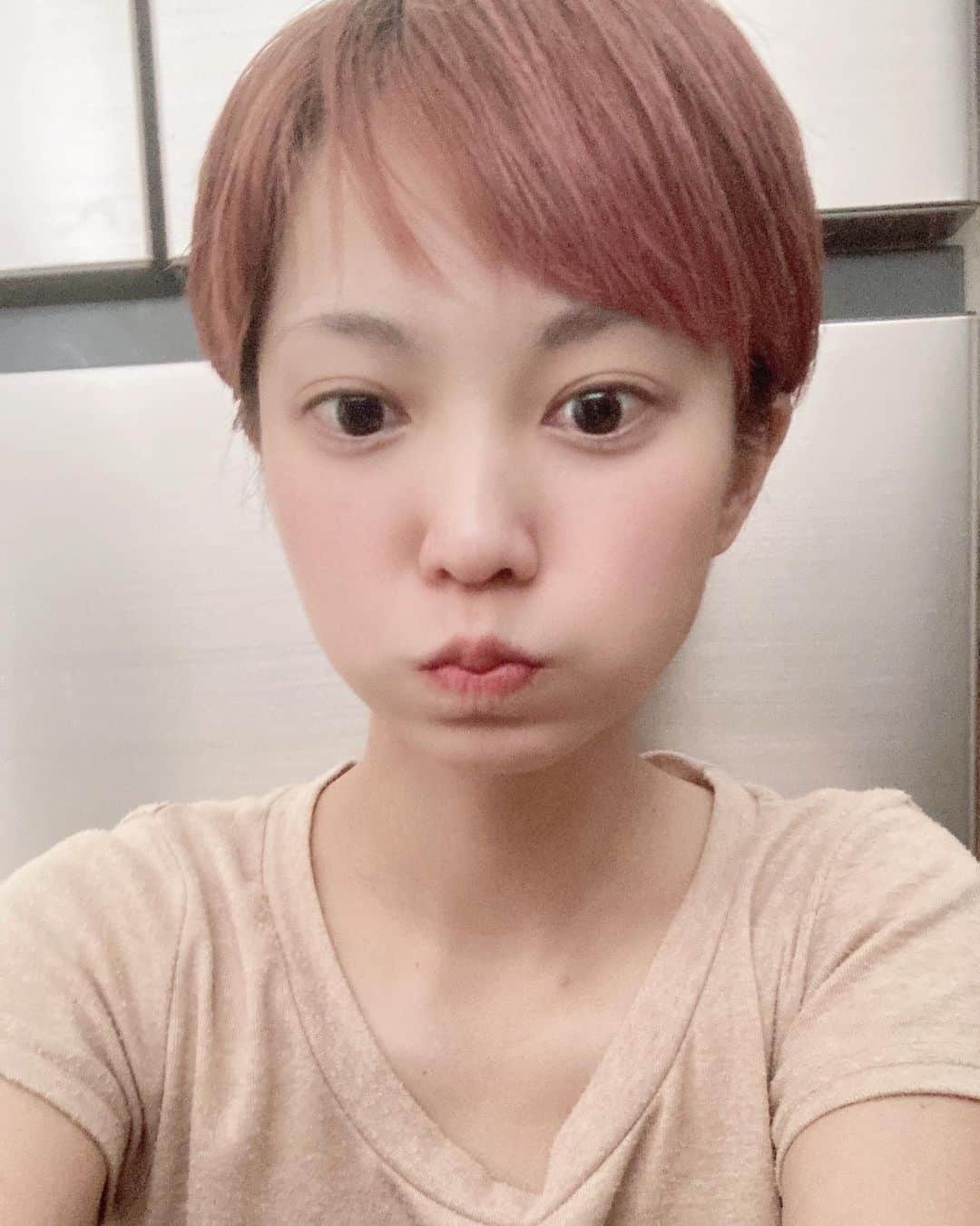 芹川有里さんのインスタグラム写真 - (芹川有里Instagram)「いくら盛ろうとしても冷蔵庫の前だしすっぴんなんだわ。 . #今髪 #ショートカット #ショートヘア」7月18日 10時57分 - seri53
