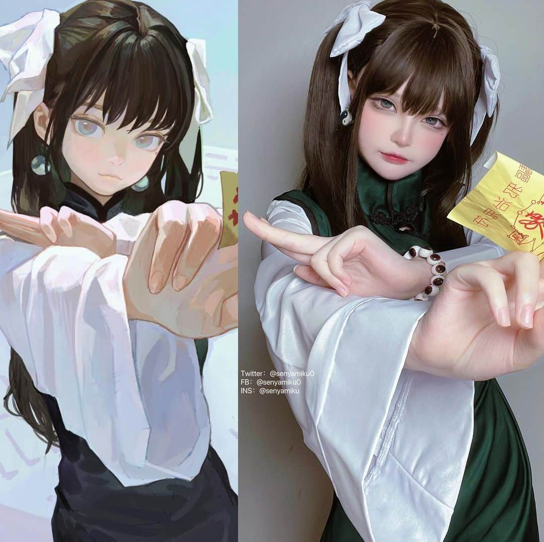 千夜未来のインスタグラム：「药指cos，中国旗袍 #cosplay #旗袍」