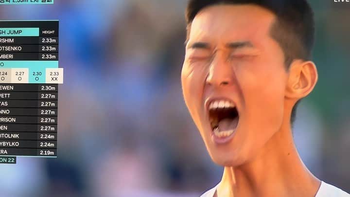 キム・スンヒョンのインスタグラム：「가즈아 ~  #세계육상선수권대회   대한민국 높이뛰기국가대표   #우상혁」