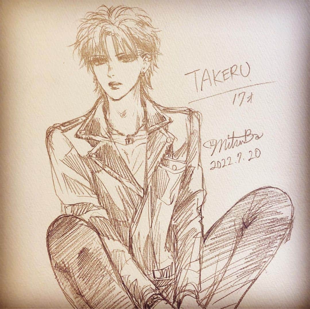 高梨みつばのインスタグラム：「今日のお絵描き 江戸川猛 アナログイラスト　鉛筆 #悪魔で候 #高梨みつば」