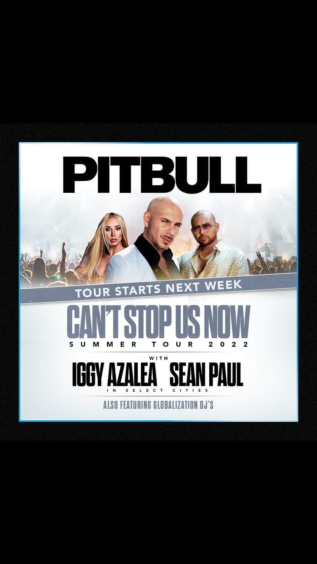 ピットブルのインスタグラム：「ONE WEEK until the #CantStopUsNowTour with @thenewclassic and @duttypaul! Get your tickets now at the link in bio. Daleeee」