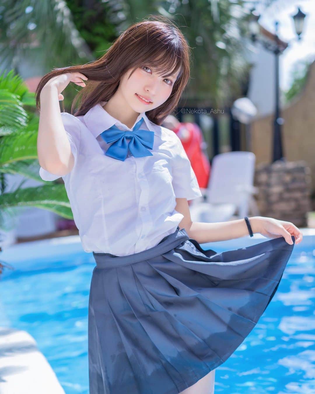 猫田あしゅのインスタグラム：「なつふく🌱 . #JK #cosplay #jkcosplay #cosplayer #cosplaygirl #student #school #学校 #学生 #コスプレ #コスプレイヤー #コスプレイヤーさんと繋がりたい #コスプレイヤー自画撮り部 #selfie #角色扮演#ブレザー  #ロングヘア  #スクールメイク  #ストレートヘア  #夏服コーデ  #夏服 #longhairstyle  #shortbob #selfiegram  #夏カラー」