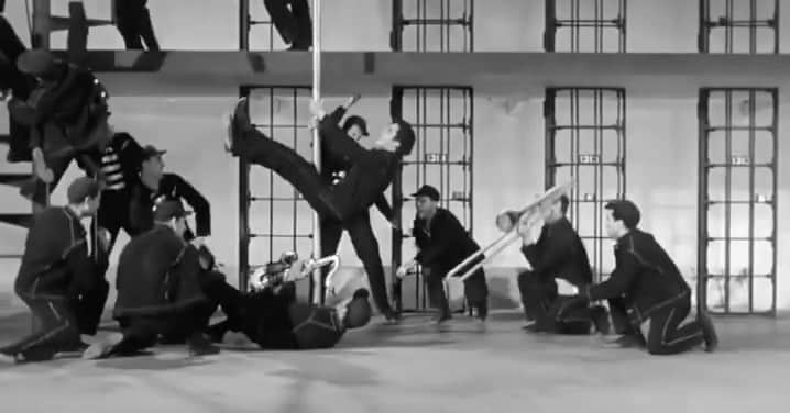 ValGarlandのインスタグラム：「Rockin’ Into The Weekend🔥🔥🔥  Elvis in Jailhouse Rock, 1957  @goldennagefilms」