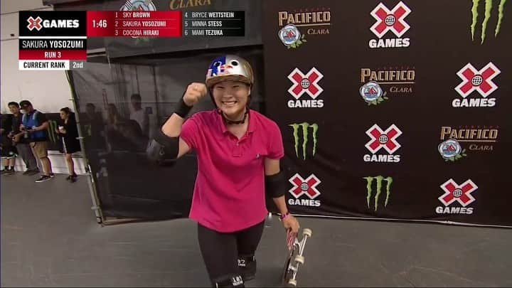 四十住さくらのインスタグラム：「My ❌game run🥈🥈 thank you @xgames ！  @poloralphlauren  @redbulljapan @redbullskate @redbull @vansjapan @vansskate @vans @vansskateapac #bennu @five_cross_skatepark  @goueda13mind#13mind @powellperalta  @oomiya_eyewear @oomiya_wakayama @bonesbearings @boneswheels @willysantos @independenttrucks @187killerpads @mobgrip @protec @stance_japan @visionrampsjapan @aluttrueplayers @hascoskate  @xgames」