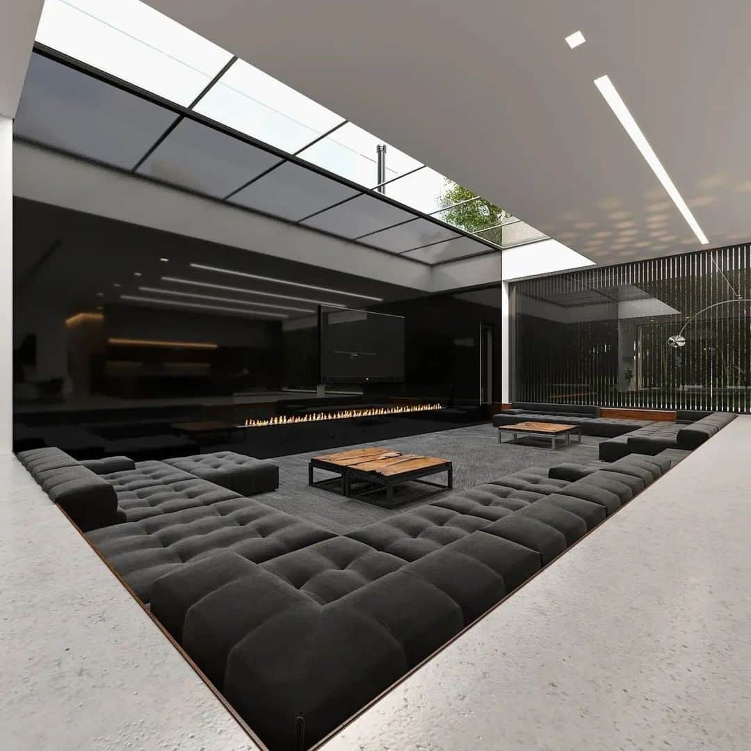 Architecture - Housesのインスタグラム：「SUNRISE VILLA 🖤 Rate 1-10 this incredible space!👇  📐 @mohtashami_reza   _____ #houseinterior #builder #instainterior #cozy #interiores #builders #luxurylistings #renovationproject #decoideas #homerenovation #cosyhome #diyhome #homerenovations #house #realestate #construction #homestyling #homedecorationideas #arquitectura #renovation #luxuryrealestate #luxurylifestyle」