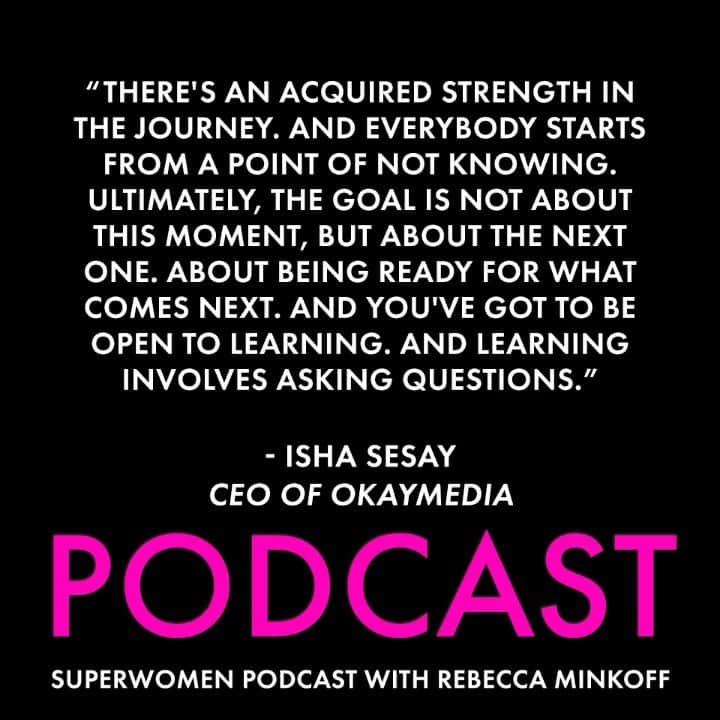 レベッカミンコフのインスタグラム：「@iamishasesay didn’t set out to helm a media company, but her creativity, integrity and spirit of perseverance made her the perfect candidate for it. As a global pandemic turned everything upside down, Isha made it her mission to use independent digital platforms to continue sharing news in a world that was making less and less sense. OkayMedia took note, and tapped Isha to become its first female CEO, leading the company in its mission to elevate Black culture. Tune in to todays episode to hear how Isha became what she considers an “accidental activist.”」
