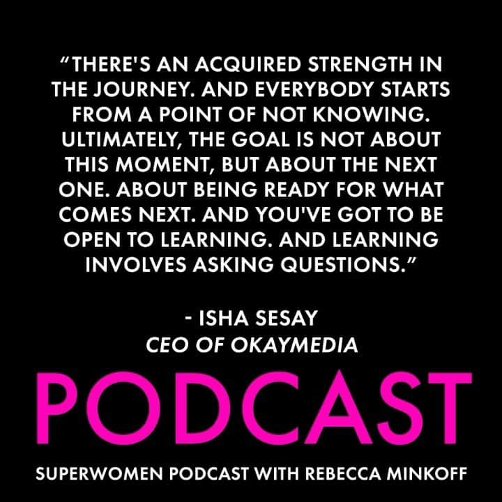 レベッカミンコフのインスタグラム：「@iamishasesay didn’t set out to helm a media company, but her creativity, integrity and spirit of perseverance made her the perfect candidate for it. As a global pandemic turned everything upside down, Isha made it her mission to use independent digital platforms to continue sharing news in a world that was making less and less sense. OkayMedia took note, and tapped Isha to become its first female CEO, leading the company in its mission to elevate Black culture. Tune in to todays episode to hear how Isha became what she considers an “accidental activist.”」