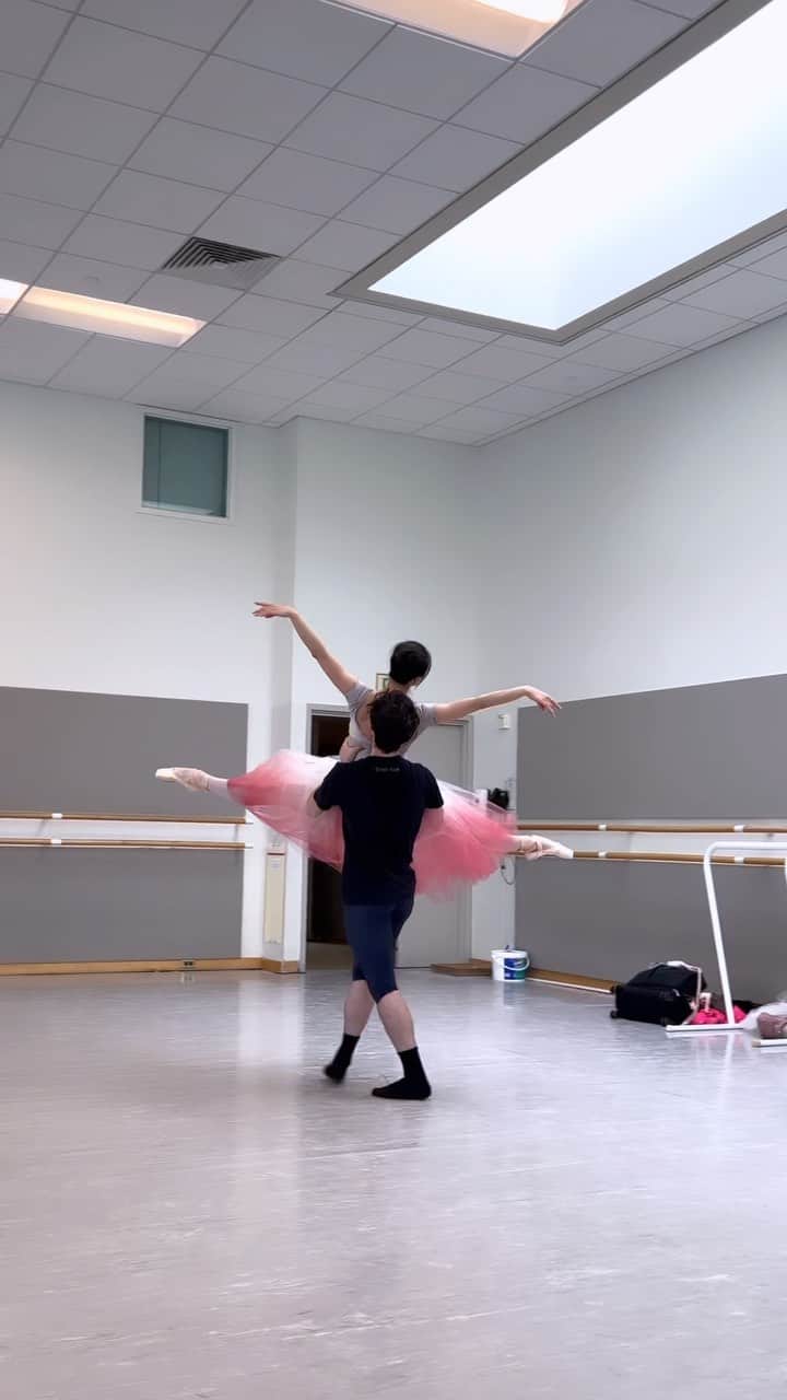 のインスタグラム：「Feeling light as Giselle with @josephwalshsf   ジョーと初めて一緒にジゼルのパドドゥを踊ります。日本行き楽しみです。  #ballet #ballerina #ballerinalife #happy #happiness #dance #art #幸せ #バレエ #バレリーナ #rehearsal #work #travel #travellife #giglife #summer #gala #japan #giselle」
