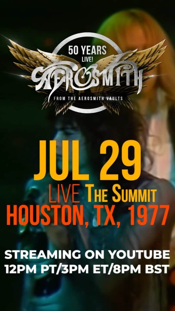 スティーヴン・タイラーのインスタグラム：「STREAM ON... STREAM ON... SCREAM ON!!! #AEROSMITH50YEARSLIVE STARTS NOW... WATCH @AEROSMITH ‘DRAW THE LINE’ TOUR… LIVE FROM THE SUMMIT, HOUSTON, TX, 1977!!! VIDEO IS AVAILABLE FOR A LIMITED TIME… CHECKMATE… DON’T BE LATE!!!  WATCH NOW… LINK IN BIO!!!  #aerosmith50yearslive #aerosmith #steventyler #joeperry #joeykramer #tomhamilton #bradwhitford」