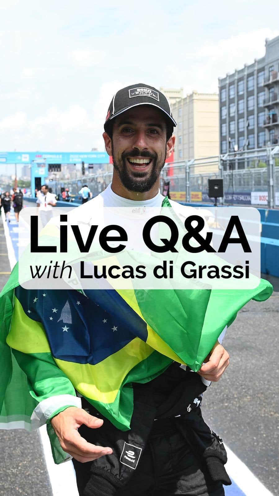 ルーカス・ディ・グラッシのインスタグラム：「Live Q&A with @lucasdigrassi from London 🇬🇧  #ABBFormulaE #London #Racing #MadeInMonaco #LondonEPrix」