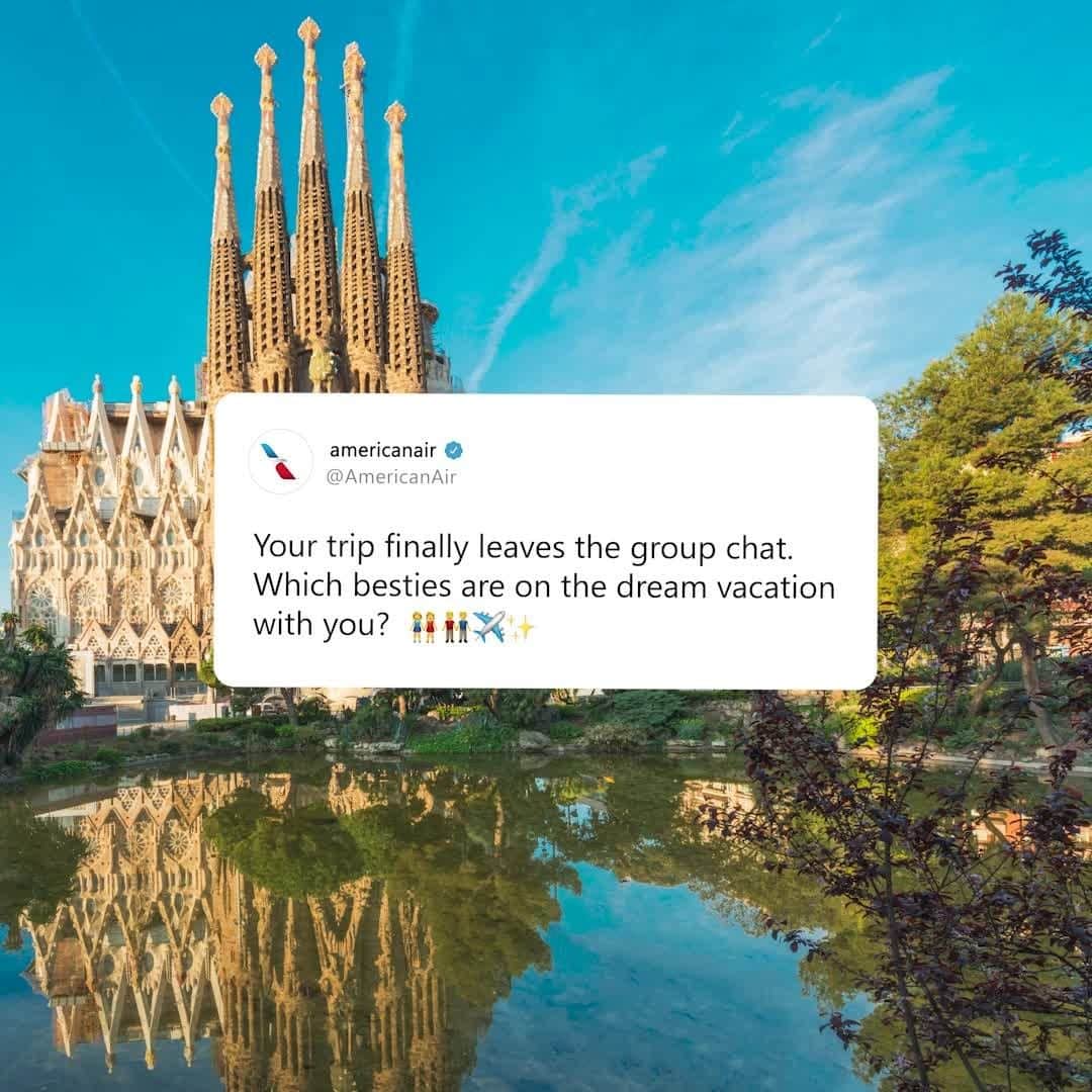 アメリカン航空のインスタグラム：「Nothing makes a trip better than good company. Tag your go-to travel besties on this #InternationalDayofFriendship.👇✨」