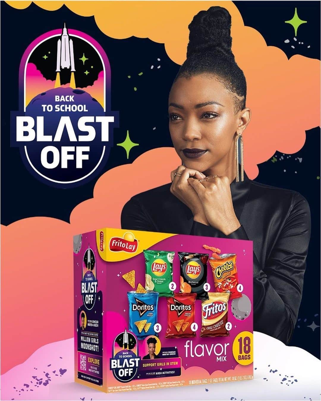 ソネクア・マーティン＝グリーンのインスタグラム：「#ad Very excited to be in partnership with @NASA’s Million Girls Moonshot initiative! @flvarietypacks is helping to give 1 MILLION girls the experiences to become our next female space explorers 🚀」