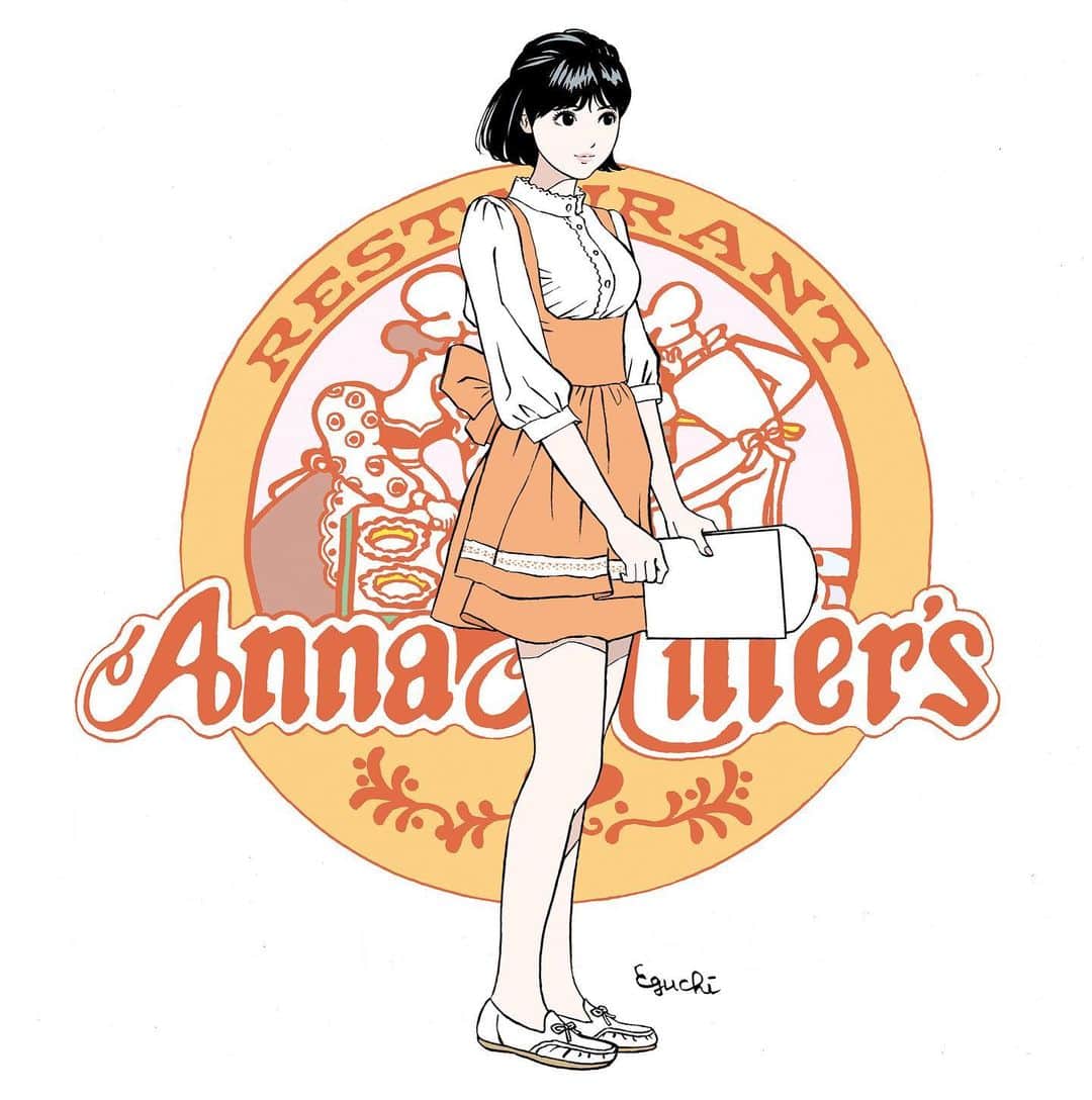 江口寿史さんのインスタグラム写真 - (江口寿史Instagram)「Anna Miller's, a restaurant that was a symbol of Tokyo culture in the 80's, will put an end to its history with the closing of its Takanawa location at the end of this month. For me, Anna Miller's was a symbol of Kichijoji in the 80s. There are too many feelings to express in a few words, but I would like to use this illustration as a token of my gratitude. Thank you, Anna Miller's.  80年代の東京カルチャーを象徴するレストラン「アンナミラーズ」が、今月末の高輪店閉店をもって、その歴史に幕を下ろすことになった。僕にとってはアンナミラーズは、80年代の吉祥寺そのものでした。いろいろな思いがありすぎて、一言では言い表せませんが、このイラストを感謝のしるしとしたい。ありがとう、アンナミラーズ。」8月3日 17時39分 - eguchiworks