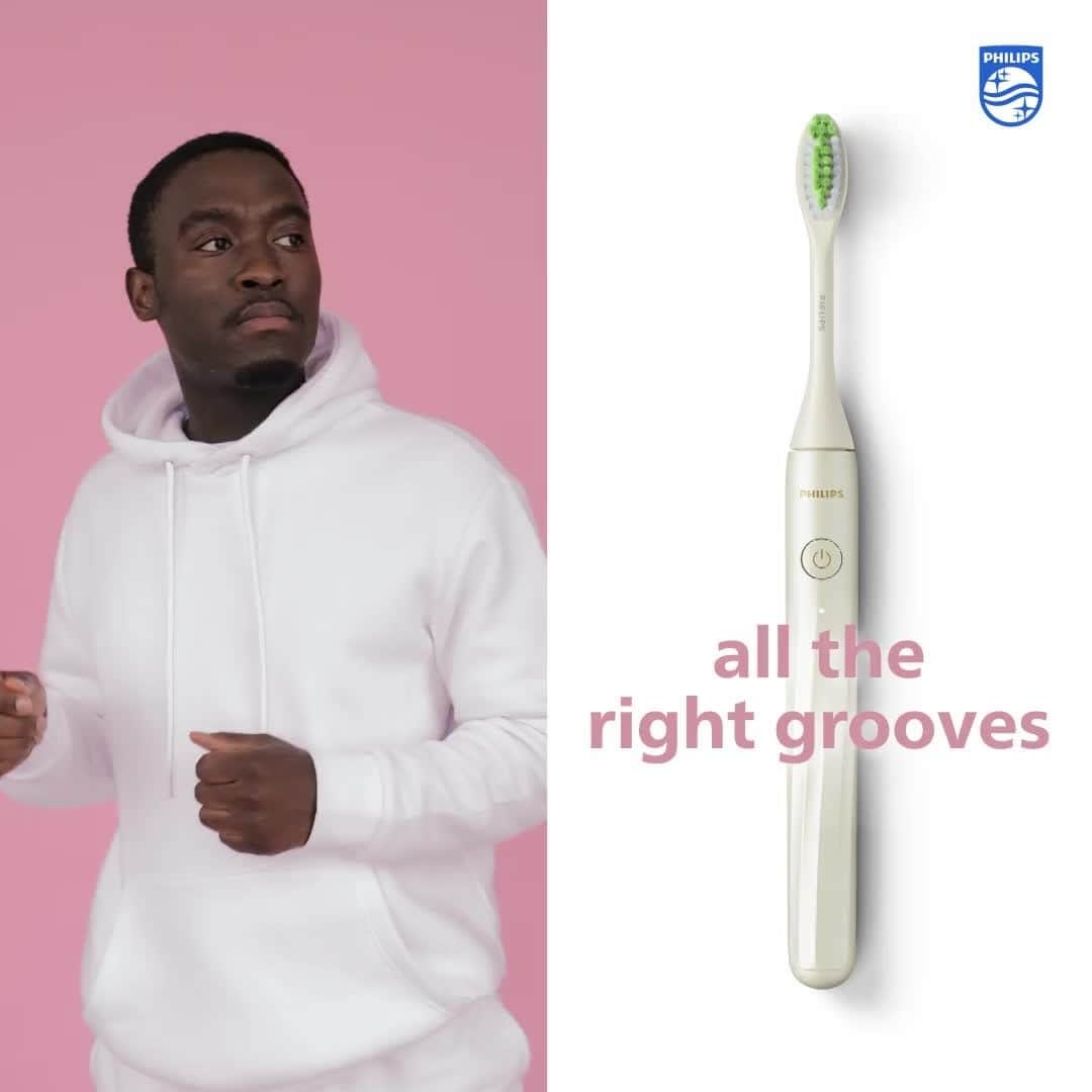 Philips Sonicareのインスタグラム：「Can you handle the groove? We placed grooves on the handle of the #PhilipsOne by Sonicare to add a twist of class and style to your daily brushing routine. What’s your current groove? 🎶」