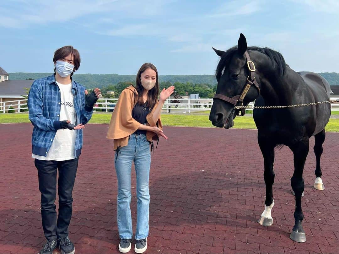 神部美咲のインスタグラム：「一目惚れしたシルバーステート🥰🥰  馬体も雰囲気も気品があって とにかくかっこよかった🐴  優駿スタリオンステーションさん ありがとうございました🙇‍♀️  #シルバーステート #馬好王国 #優駿スタリオンステーション  #馬好北海道ツアー  @daigo_breakerz_」