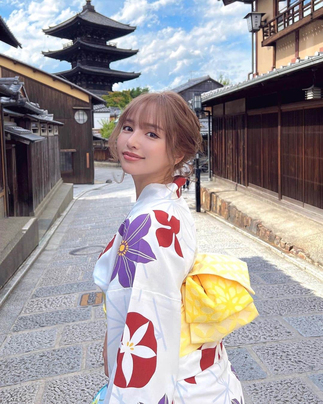 ゆりらっくまのインスタグラム：「8月ラストに浴衣👘🍉🫶🏻💛#浴衣#京都」