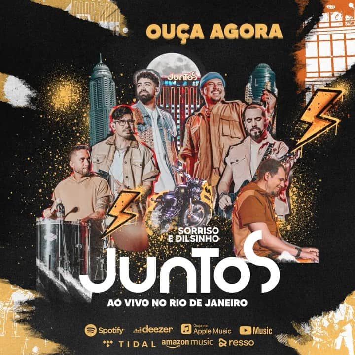 Sorriso Marotoのインスタグラム：「Nasceu turma, nosso projeto @juntossorrisoedilsinho tá no mundão!⚡️  Escolhe seu app preferido, vm ouvir e cantar o álbum completo juntinho com a gente. 🎶🖤」