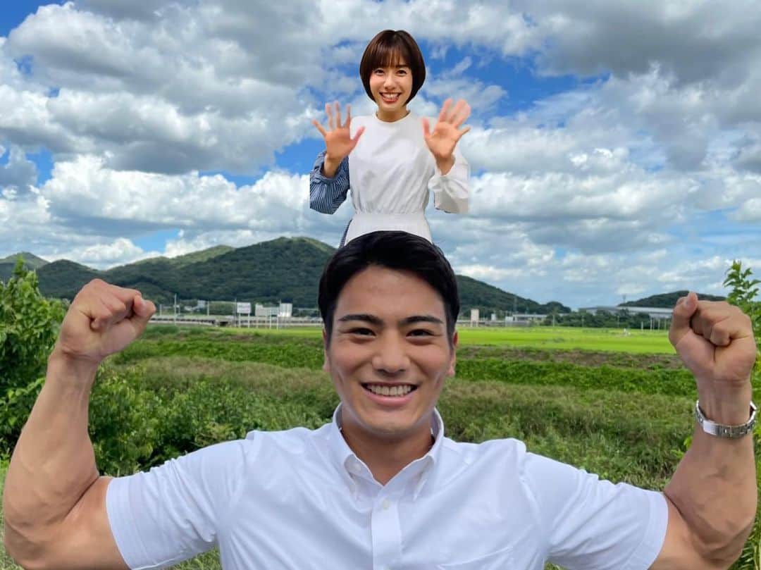 フジテレビアナウンサーのインスタグラム：「. 山の日🗻 山﨑さんと山本くんによる「山」です🙋🏻‍♀️🙋🏻‍♂️ ⁡ #フジテレビアナウンサー #山﨑夕貴 #山本賢太 #山の日」