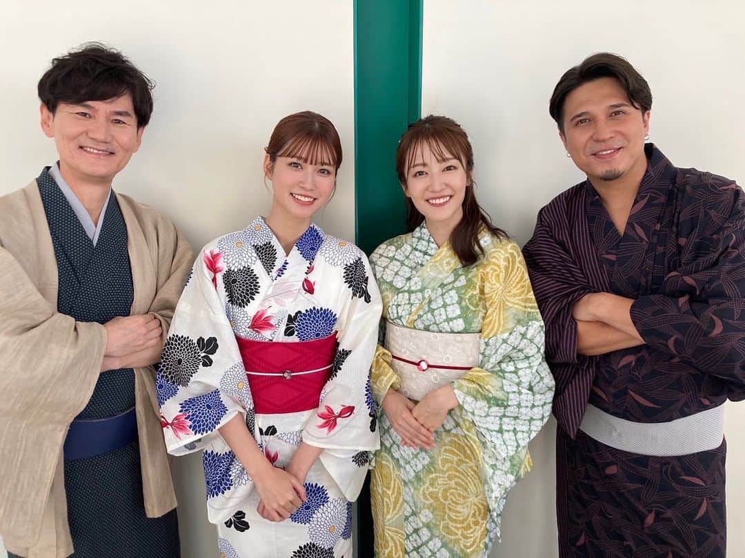 のインスタグラム：「皆で撮ったバージョン👘 マイ携帯で撮り損ねた私に 大沢さんとめるるさんが送ってくれました☺️ ありがとうございます💕  #ヒルナンデス #おもひで #浴衣」