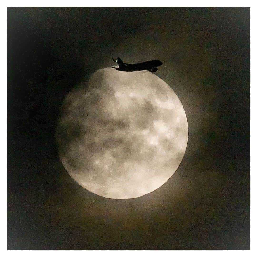 さだまさしさんのインスタグラム写真 - (さだまさしInstagram)「明日満月🌕 雲間に✈️ 明日はとっても忙しいので フライング満月🌕 今日は山の日🏔 . #山の日 #満月 #フライング満月 #月と飛行機 #さだまさし #sadamasashi」8月11日 21時55分 - sada_masashi