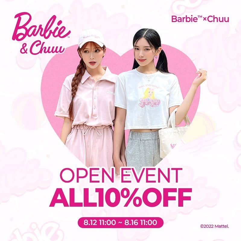 Chuuのインスタグラム：「🎀Chuu x Barbie collection OPEN🎀  💡전 상품 10% 할인💡 지금 바로 구경하러 오세요✨  #chuu#츄#barbie#바비 #lovely_daily_look_chuu」