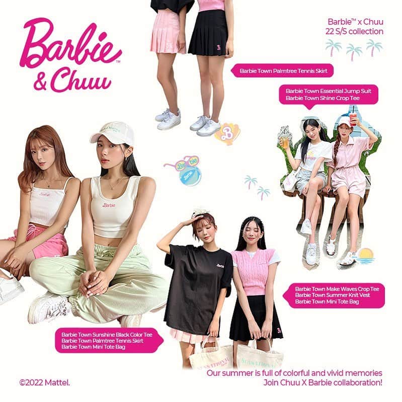 Chuuのインスタグラム：「🎀Chuu x Barbie🎀  New Barbie Collection✨ 다양한 상품들이 준비되어 있어요❗️ 전 상품 10% 할인 얼른 구경하러 오세요💕  #chuu#츄#barbie#바비 #lovely_daily_look_chuu」