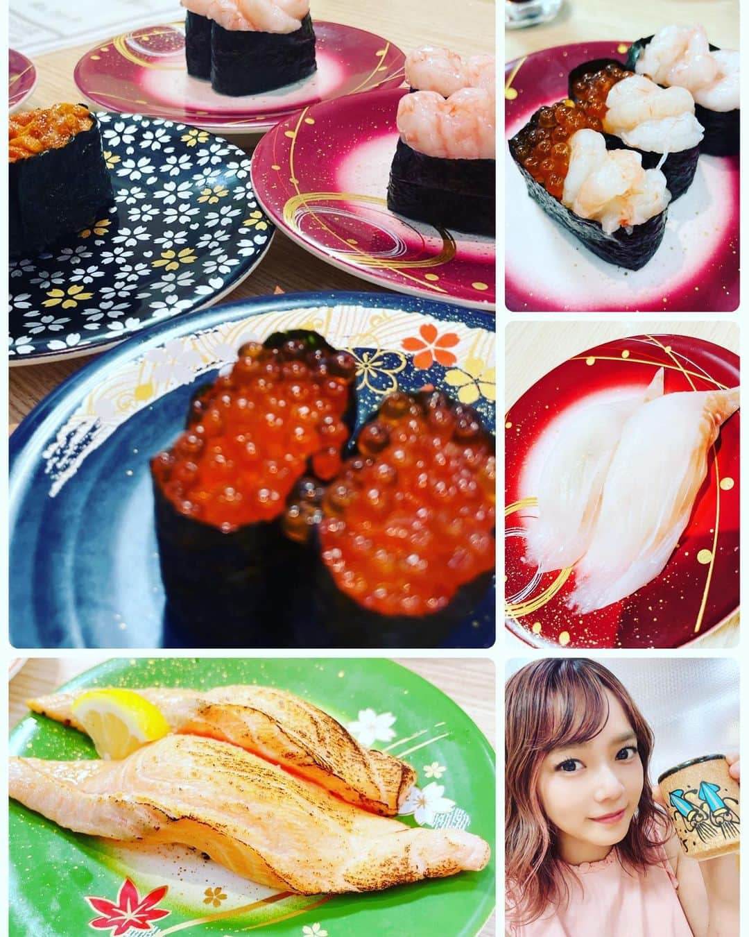 山脇千文美のインスタグラム：「回転寿司〜😆😆😆 #回転寿司 #まつりや #北海道 #お寿司」