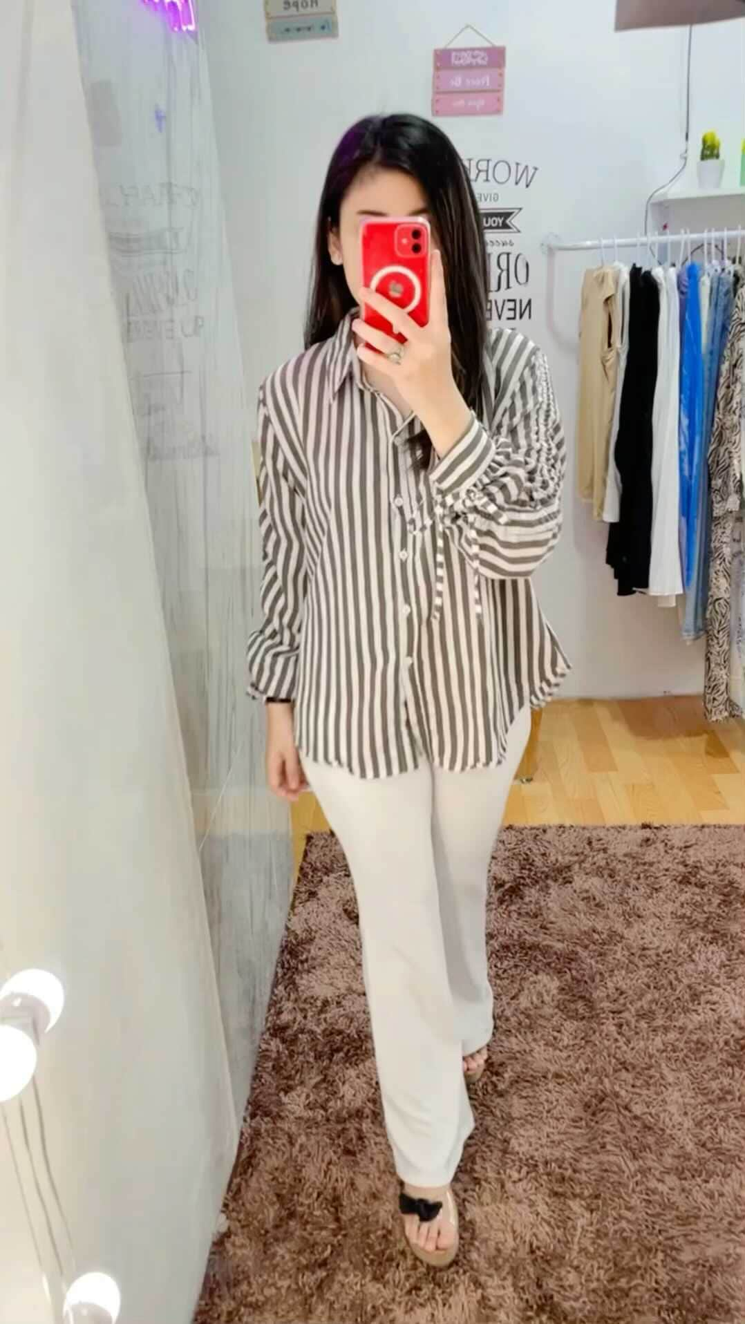 天使もえのインスタグラム：「Bahan crinkle  Ld 120 Fit xxl  160k Grey」