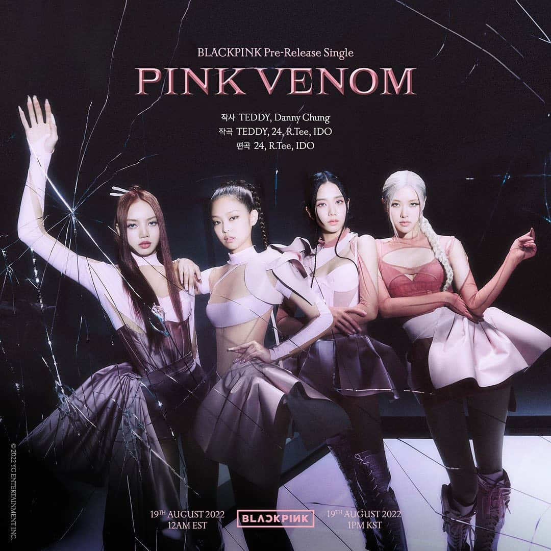 ロゼさんのインスタグラム写真 - (ロゼInstagram)「🕷🎀 PINK VENOM 🎀🕷  19th August 12AM EST, 1PM KST   •  #BLACKPINK #블랙핑크 #PreReleaseSingle #PinkVenom #CreditPoster #20220819_12amEST #20220819_1pmKST #Release #YG」8月14日 13時39分 - roses_are_rosie