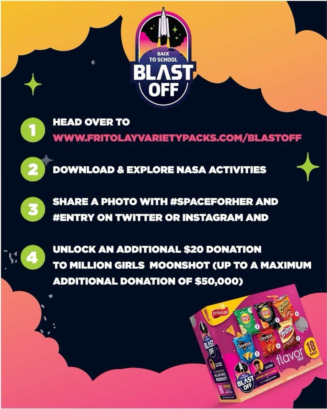 ソネクア・マーティン＝グリーンのインスタグラム：「#ad Make sure you’ve shared your STEM activity on Twitter or Instagram with #SpaceForHer and #Entry so @flvarietypacks will make a $20 donation to @girlsmoonshot, an amazing program giving girls the opportunities to become future space explorers 💫」